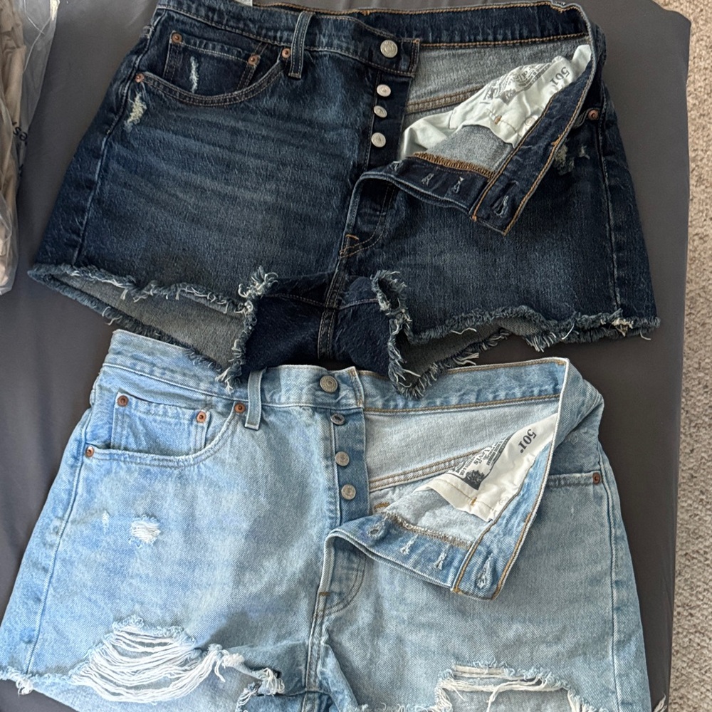 Signature by Levi Strauss Women's Jean Shorts - Dark Blue and Light Blue